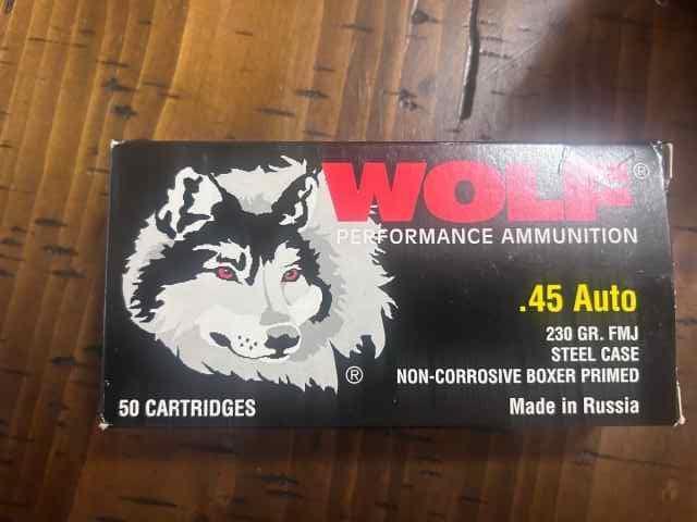 Wolf .45 Auto 230 GR 8 Boxes