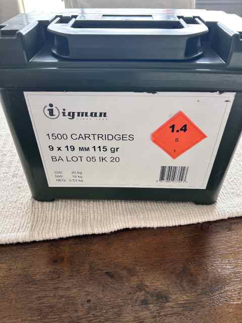1500 rounds igman 115g 9mm