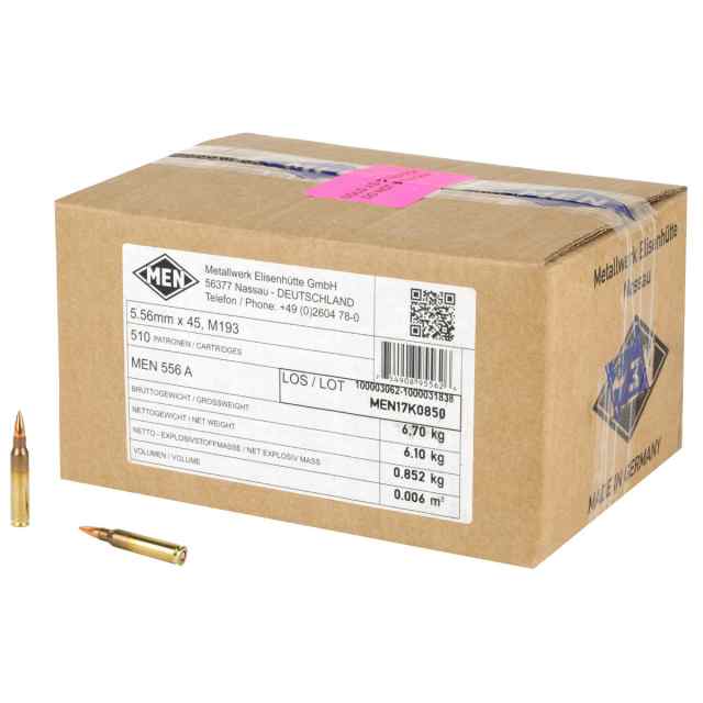 1020 rounds of M.E.N. German .556, 2x Cases