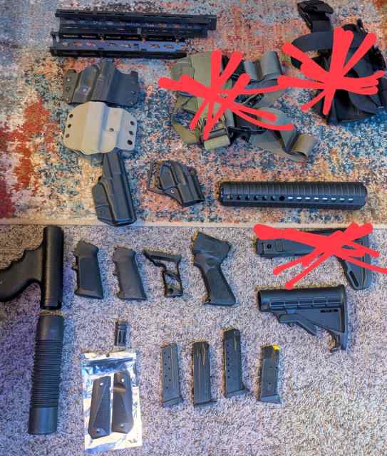 Box of Rifle and Handgun Parts &amp; Accssries. $30 