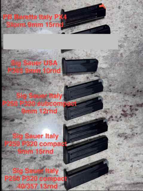 BerettaSig P250 P320 Px4 Storm 92FS Mags Magazines
